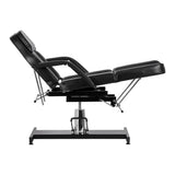 Sillon 210 Hydraulic Pedicure Bed With Rocking Function & Split Footrest Black - close-up of the upholstery and adjustment details