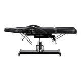 Sillon 210 Hydraulic Pedicure Bed With Rocking Function & Split Footrest Black - close-up of the upholstery and adjustment details