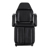 Sillon 210 Hydraulic Pedicure Bed With Rocking Function & Split Footrest Black - close-up of the upholstery and adjustment details