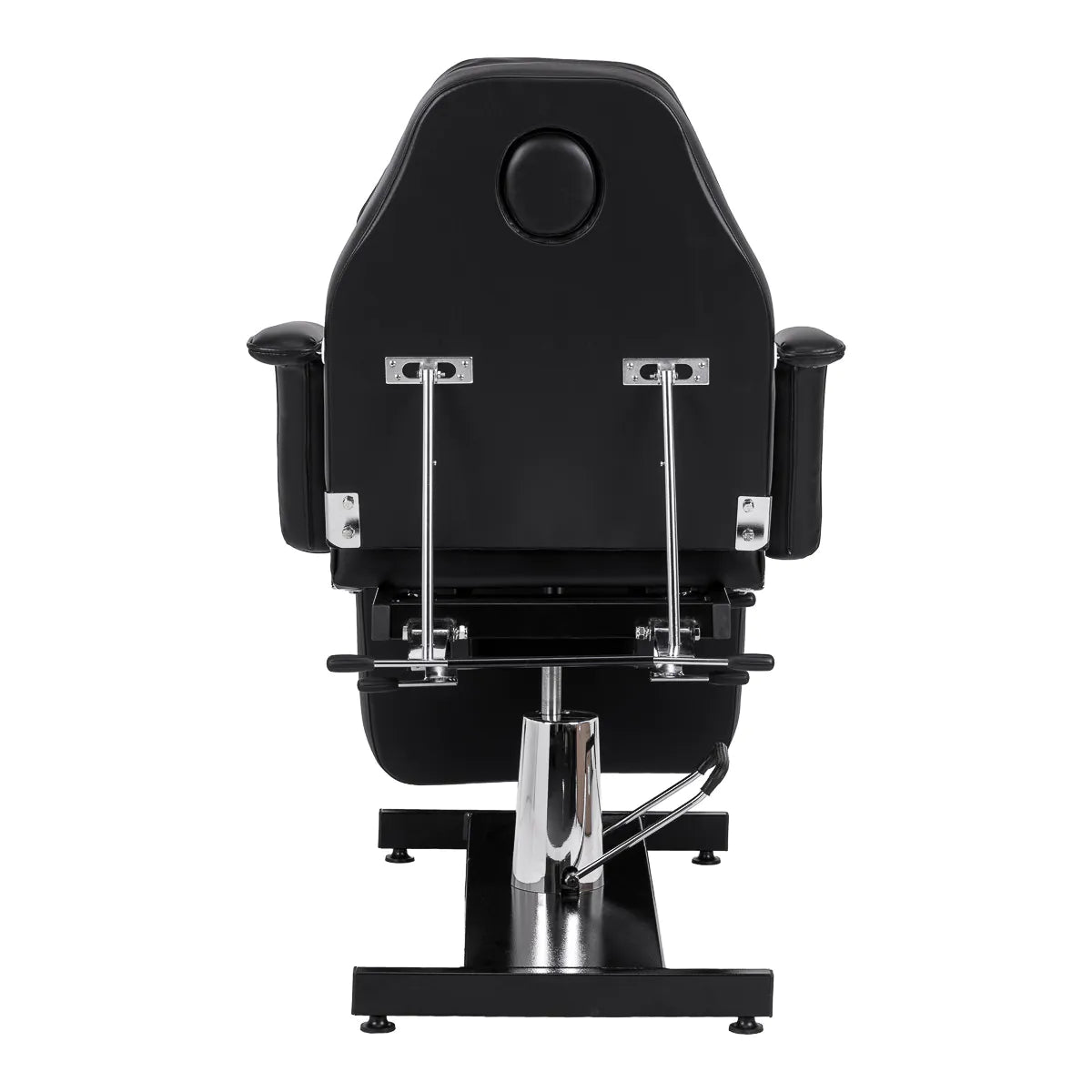 Sillon 210 Hydraulic Pedicure Bed With Rocking Function & Split Footrest Black - close-up of the upholstery and adjustment details