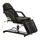 Sillon 210 Hydraulic Pedicure Bed With Rocking Function & Split Footrest Black - close-up of the upholstery and adjustment details