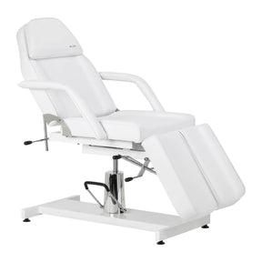Sillon 210 Hydraulic Pedicure Bed With Rocking Function & Split Footrest White - full product view at an angle on a white background