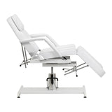 Sillon 210 Hydraulic Pedicure Bed With Rocking Function & Split Footrest White - close-up of the upholstery and adjustment details