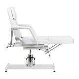 Sillon 210 Hydraulic Pedicure Bed With Rocking Function & Split Footrest White - close-up of the upholstery and adjustment details