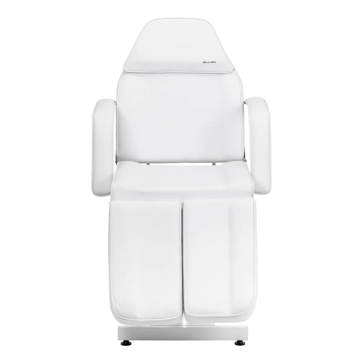 Sillon 210 Hydraulic Pedicure Bed With Rocking Function & Split Footrest White - close-up of the upholstery and adjustment details