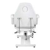 Sillon 210 Hydraulic Pedicure Bed With Rocking Function & Split Footrest White - close-up of the upholstery and adjustment details