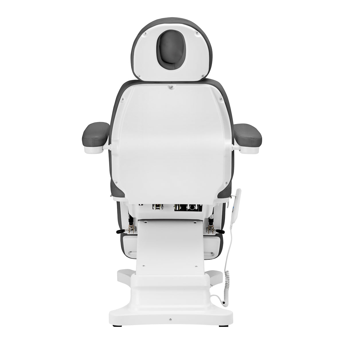 Sillon Classic 2-Motor Electric Pedicure Bed Grey - close-up of the upholstery and adjustment details