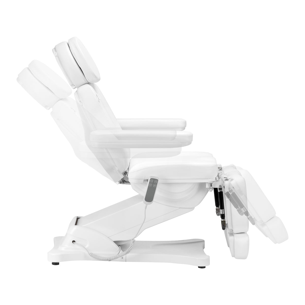 Sillon Classic 2-Motor Electric Pedicure Bed White - close-up of the upholstery and adjustment details