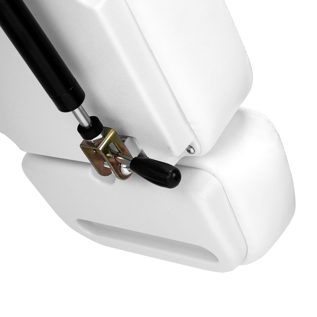 Sillon Classic 2-Motor Electric Pedicure Bed White - close-up of the upholstery and adjustment details