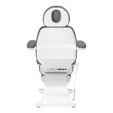 Sillon Classic 3-Motor Electric Beauty Bed Grey - close-up showing the headrest, upholstery and adjustment controls