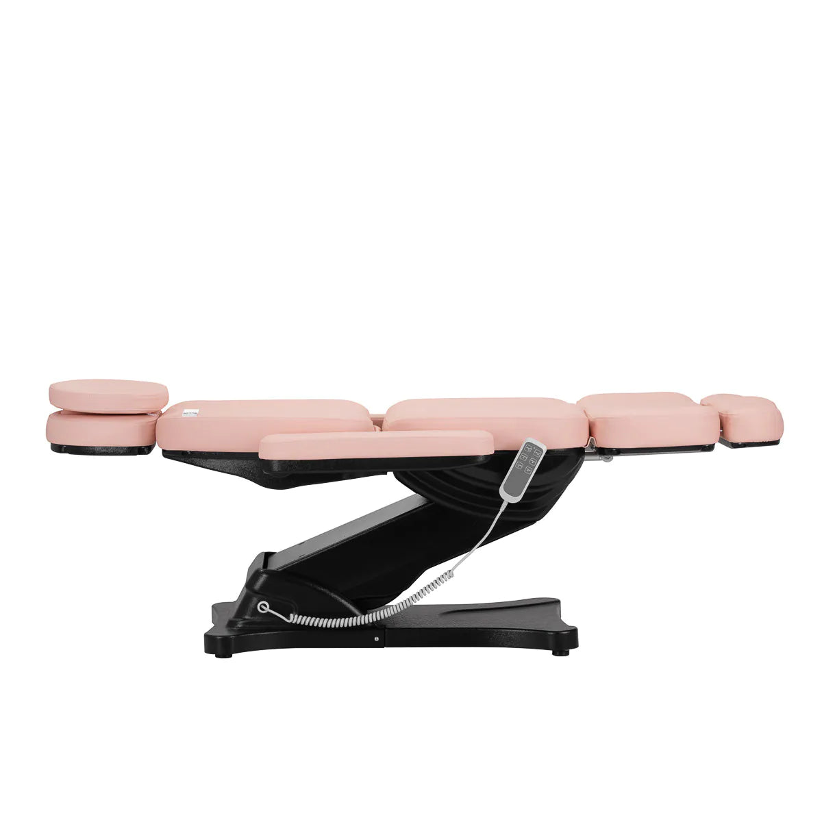Fully reclined position of the Sillon Electric Cosmetic Chair Classic in pink, designed for maximum comfort during treatments.