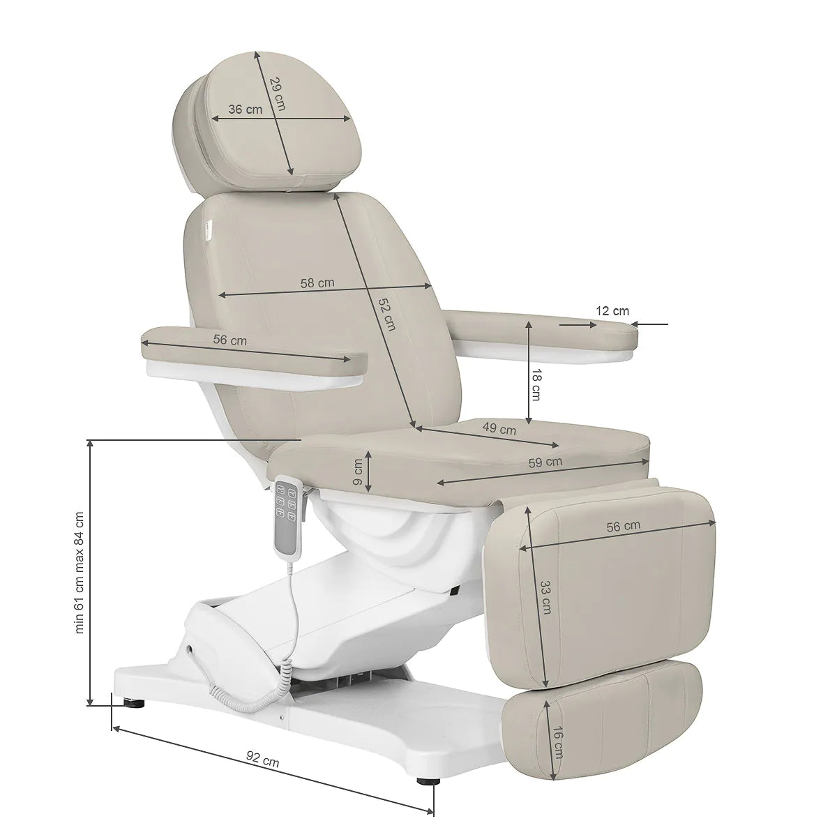 Sillon Classic 3-Motor Electric Beauty Bed Sea Salt - full product view on a white background