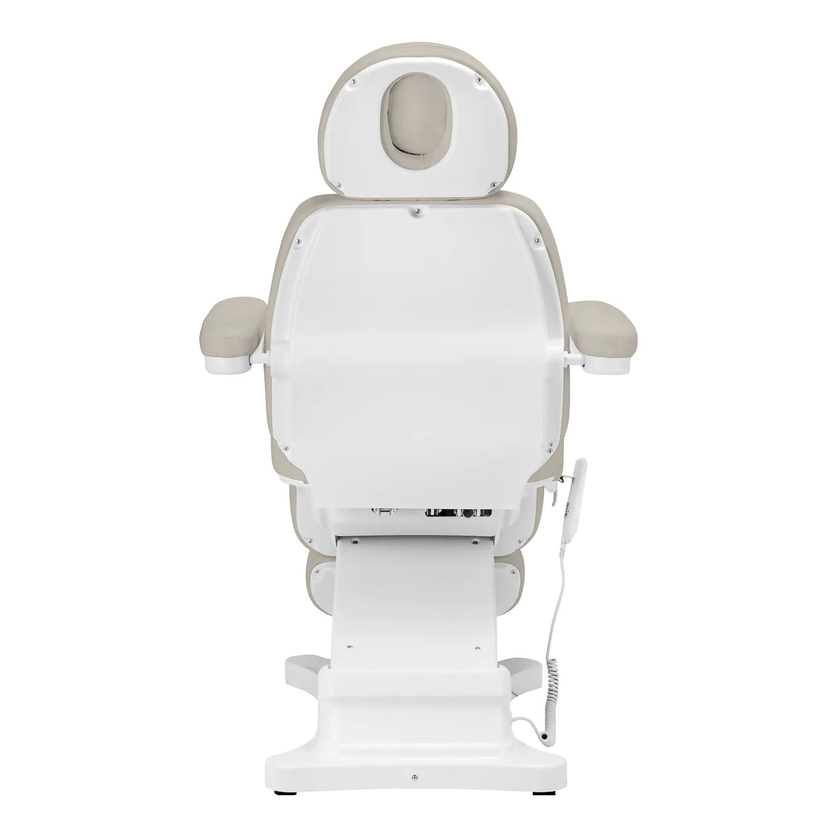 Sillon Classic 3-Motor Electric Beauty Bed Sea Salt - close-up showing the headrest, upholstery and adjustment controls