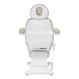Sillon Classic 3-Motor Electric Beauty Bed Sea Salt - close-up showing the headrest, upholstery and adjustment controls