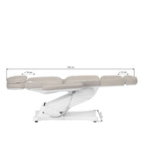 Sillon Classic 3-Motor Electric Beauty Bed Sea Salt - close-up showing the headrest, upholstery and adjustment controls