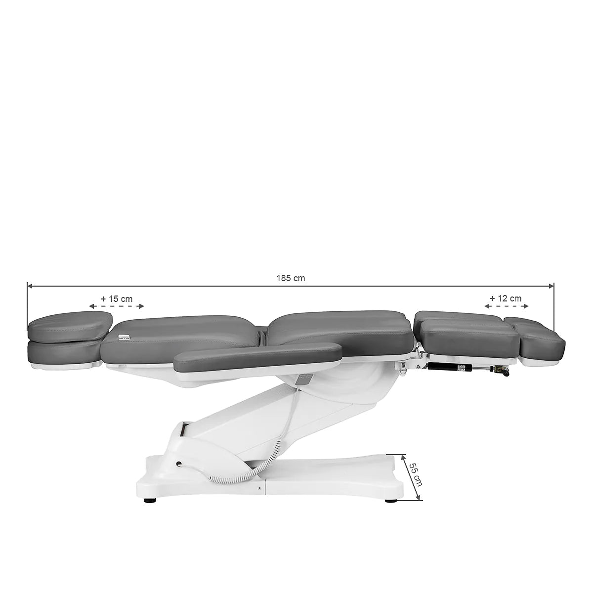 Sillon Classic 3-Motor Electric Pedicure Bed With Cradle Grey - close-up of the upholstery and adjustment details