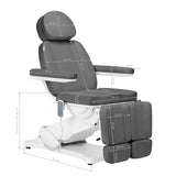 Sillon Classic 3-Motor Electric Pedicure Bed With Cradle Grey - close-up of the upholstery and adjustment details