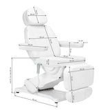 Sillon Classic Heated 3-Motor Electric Beauty Bed White - full product view on a white background