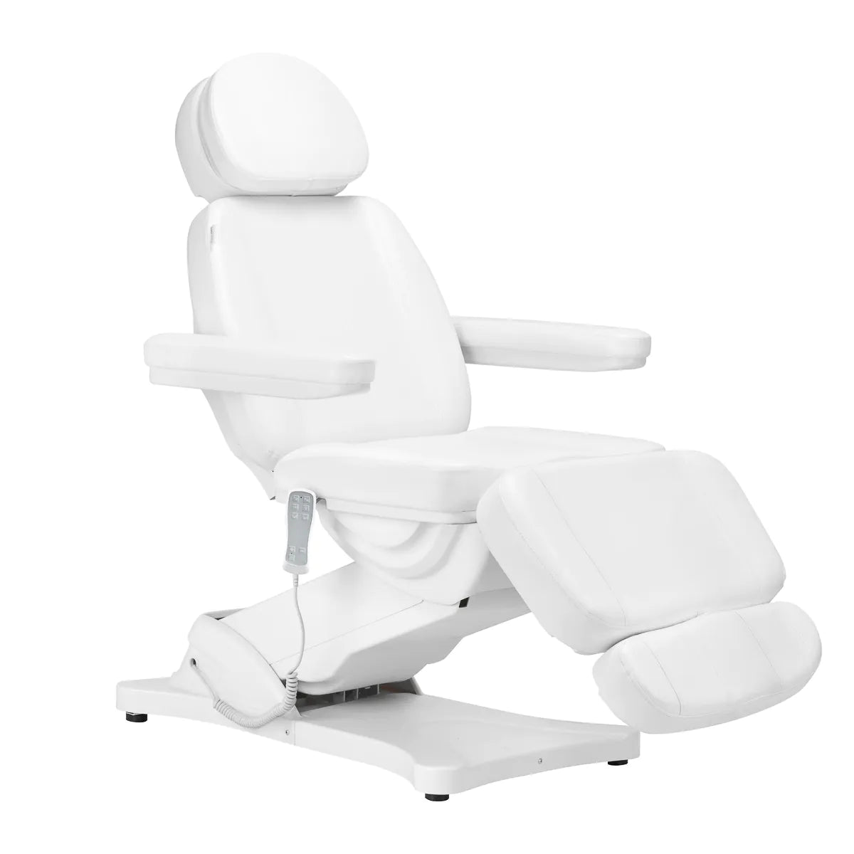 Sillon Classic Heated 3-Motor Electric Beauty Bed White - full product view on a white background