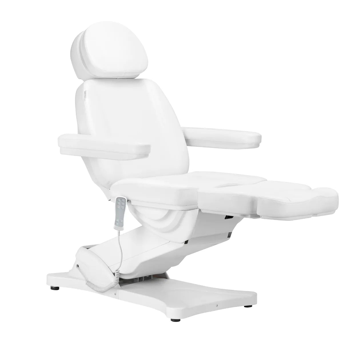 Sillon Classic Heated 3-Motor Electric Beauty Bed White - full product view on a white background