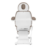 Sillon Classic Modern 3-Motor Electric Beauty Bed Brown - close-up showing the headrest, upholstery and adjustment controls