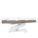 Sillon Classic Modern 3-Motor Electric Beauty Bed Brown - close-up showing the headrest, upholstery and adjustment controls