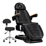 Sillon Lux 273B 3-Motor Electric Beauty Bed & 304 Stool Set Black - coordinated furniture pieces arranged on a white background