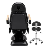 Sillon Lux 273B 3-Motor Electric Beauty Bed & 304 Stool Set Black - coordinated furniture pieces arranged on a white background