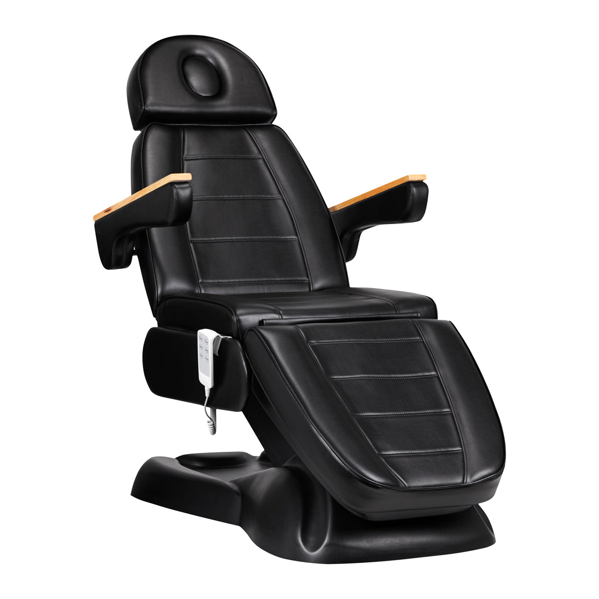 Sillon Lux 273B 3-Motor Electric Beauty Bed Black - full product view at an angle on a white background