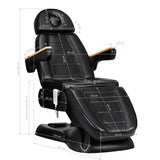 Sillon Lux 273B 3-Motor Electric Beauty Bed Black - full product view on a white background