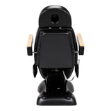 Sillon Lux 273B 3-Motor Electric Beauty Bed Black - close-up showing the headrest, upholstery and adjustment controls