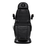 Sillon Lux 273B 3-Motor Electric Beauty Bed Black - close-up showing the headrest, upholstery and adjustment controls