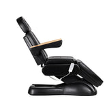 Sillon Lux 273B 3-Motor Electric Beauty Bed Black - close-up showing the headrest, upholstery and adjustment controls