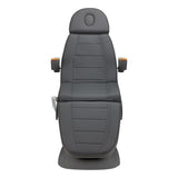Sillon Lux 273B 3-Motor Electric Beauty Bed Grey - close-up showing the headrest, upholstery and adjustment controls