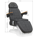 Sillon Lux 273B 3-Motor Electric Beauty Bed Grey With White Base - full product view on a white background