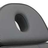 Sillon Lux 273B 3-Motor Electric Beauty Bed Grey With White Base - close-up of the upholstery and construction details