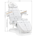 Sillon Lux 273B 3-Motor Electric Beauty Bed White - full product view on a white background