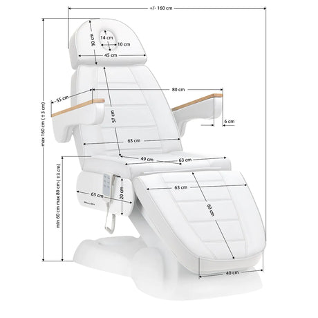 Sillon Lux 273B 3-Motor Electric Beauty Bed White - full product view on a white background