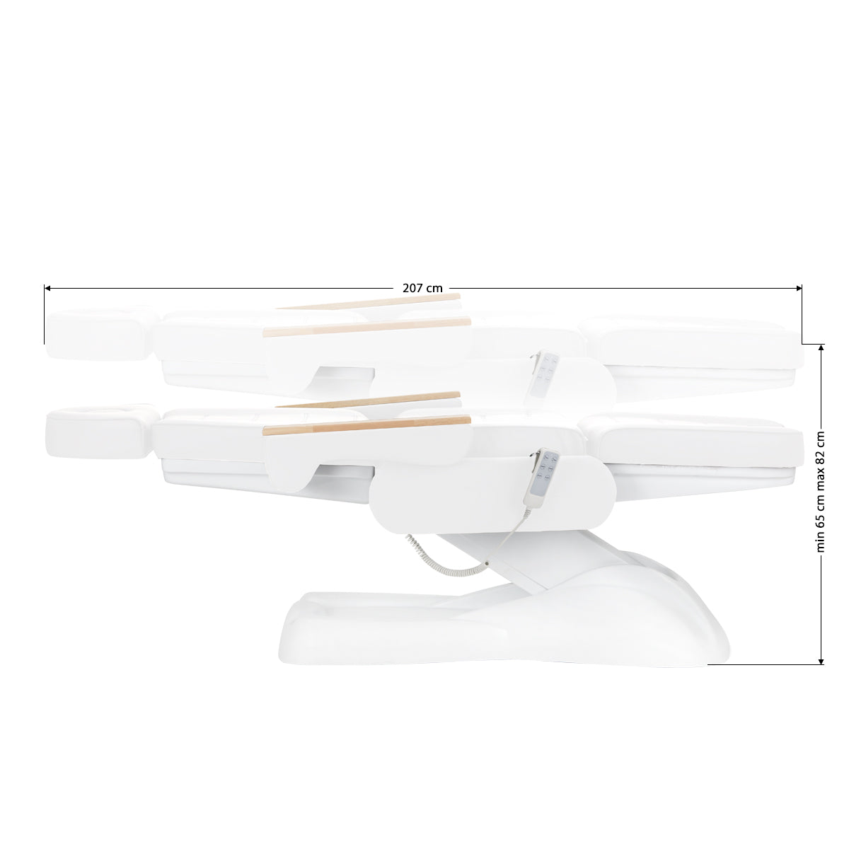 Sillon Lux 273B 3-Motor Electric Beauty Bed White - full product view on a white background