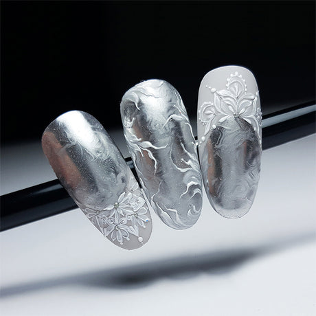 Slowianka 15 Silver Metallic Powder Dust - colour shown on manicured nails