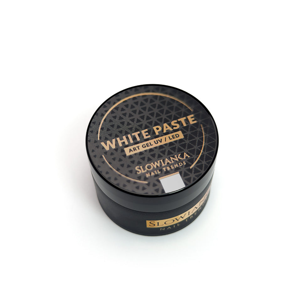 Slowianka Art Gel White Paste - colour shown on manicured nails