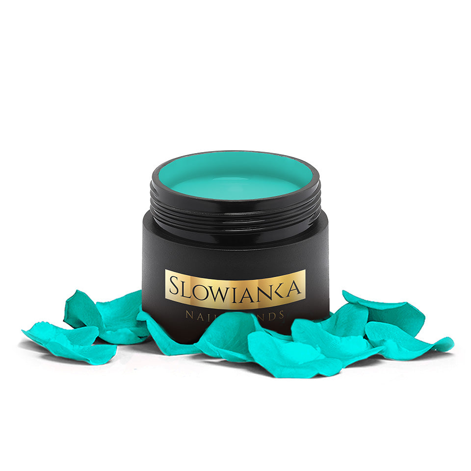 Slowianka Arter Painting Gel Neon Turquoise - colour shown on manicured nails
