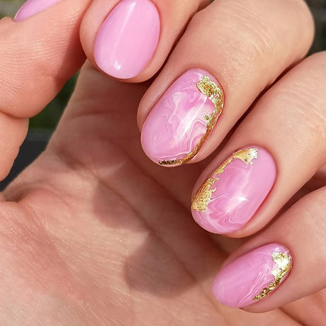 Slowianka Natural Cover Base 312 Salt - colour shown on manicured nails