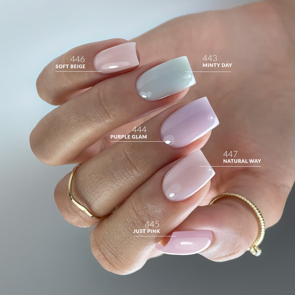 Slowianka Cute Cover Base 446 Soft Beige - colour shown on manicured nails