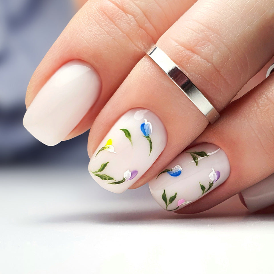 Slowianka Cute Cover Base 451 Milky Base - colour shown on manicured nails