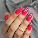 Slowianka Gel Polish 474 Coral Pink - colour shown on manicured nails