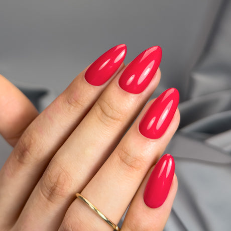 Slowianka Gel Polish 475 Red Pink - colour shown on manicured nails