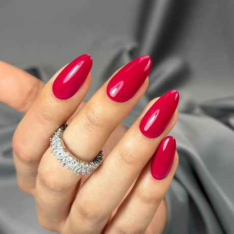 Slowianka Gel Polish 476 Raspberry Pink - colour shown on manicured nails