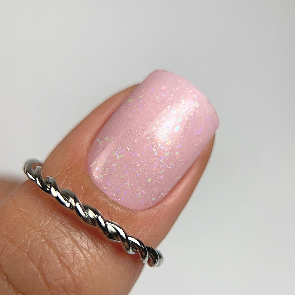 Slowianka Gel Polish 484 Multi Flakes - colour shown on manicured nails