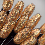 Slowianka Gold Flakes Powder Dust - colour shown on manicured nails